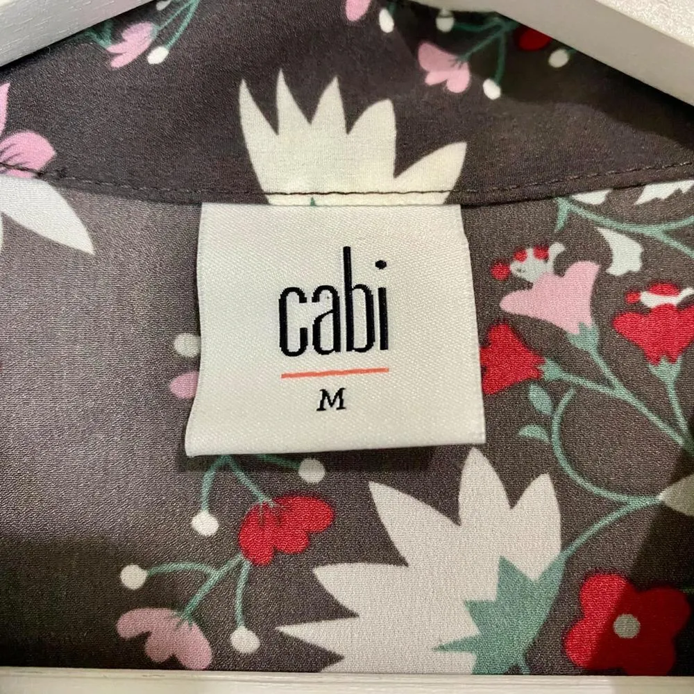 Cabi Women’s Plaza Fiesta Floral Tank Top Blouse Grey Size Medium EUC - Image 4