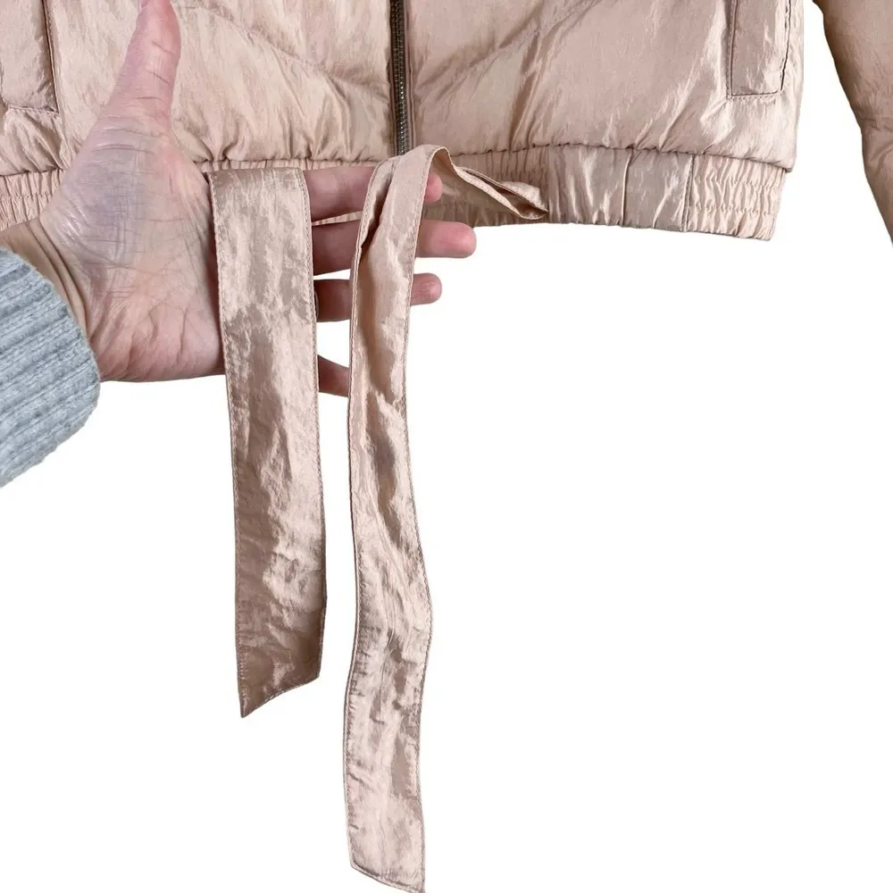 BCBGeneration Ribbon Tie Chevron Quilted Puffer Jacket in‎ Blush, Medium - Image 10