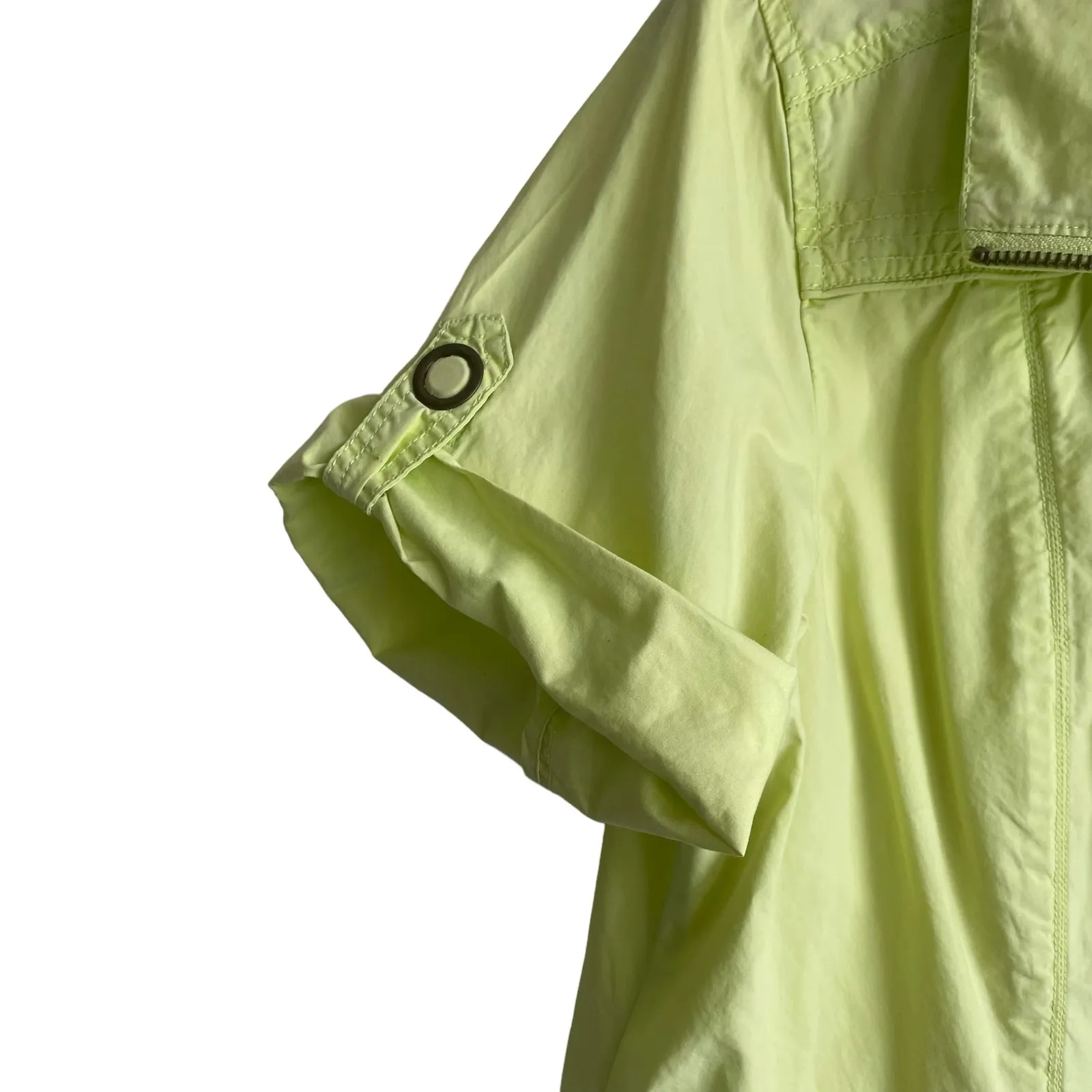 Chicos Women Jacket Top Collar Neck Short Cuff Sleeve Pockets Front Zip L‎ Green - Image 4