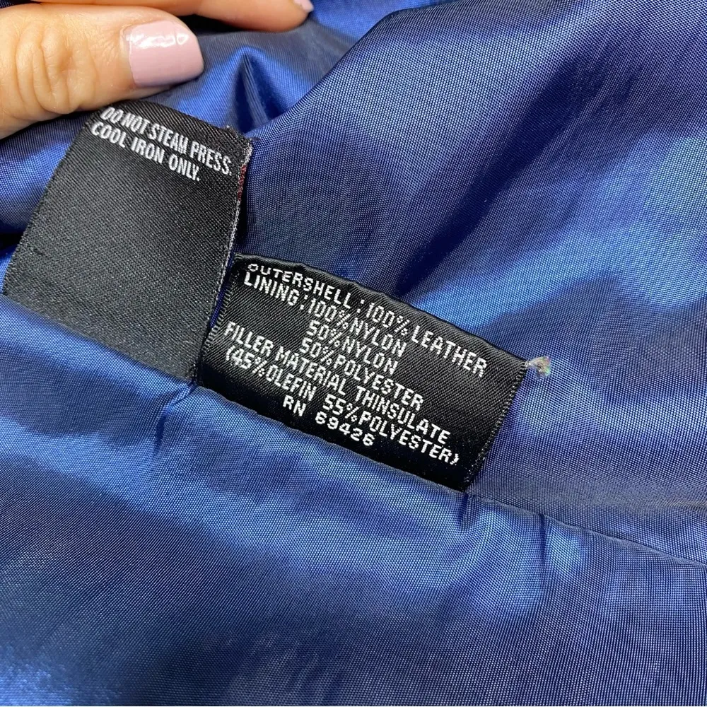 Black Leather Full Zip Jacket Thinsulate Lining L - Image 6