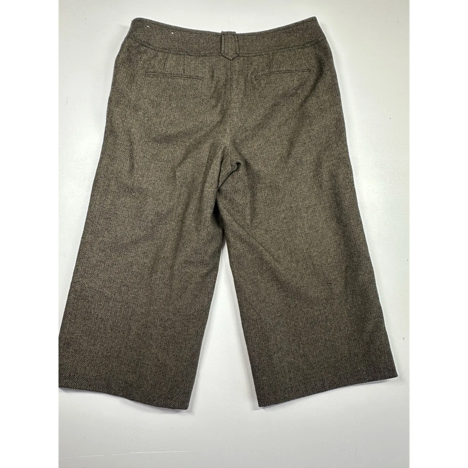 Ann Taylor LOFT Women's 10 Cropped Wide Leg Gaucho Pants Brown Tweed (b46) - Image 2