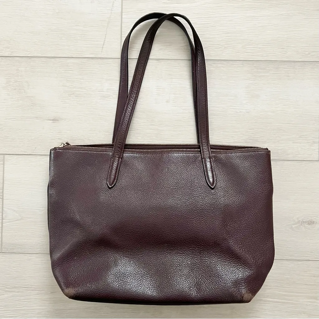 Coach Taylor Tote in Pebble Leather | Burgundy Oxblood Red - Image 5