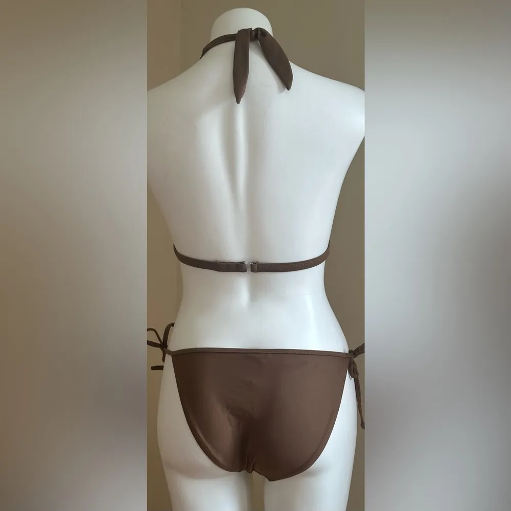Body Glove Light Brown HalterTop Tie On Bottom & Top  Bikini Set Sz M - Image 6