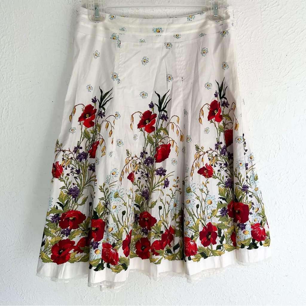 Karen Millen Y2K Floral Cottagecore Skirt Petticoat cotton Sz 4 - Image 2