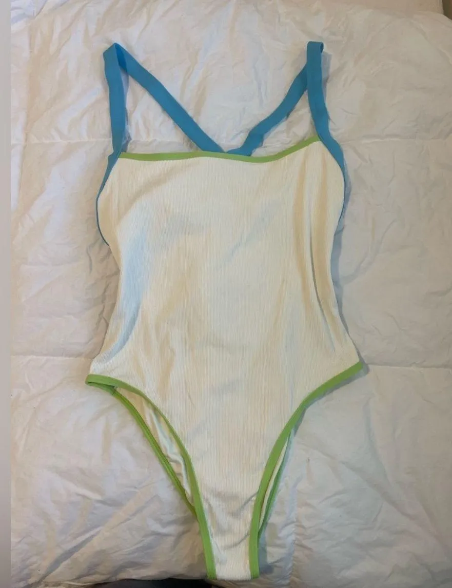 Blue One Piece Swim Suit - Image 3