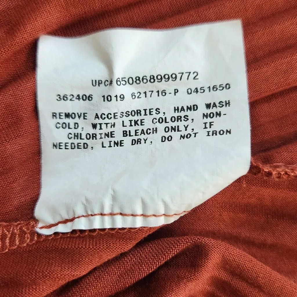 AGB Rust Pleated Blouse Size Large Rust Red Tunic Layered Look Tunic Orange - Image 8