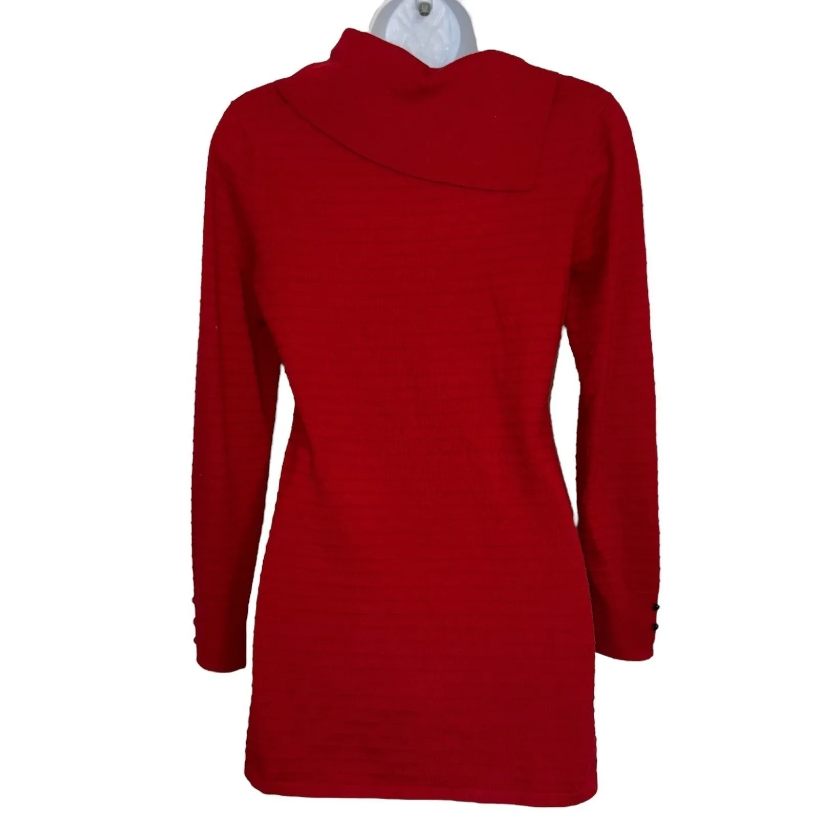 WHITE‎ HOUSE BLACK MARKET Red Tunic Sweater Cowl Neck Long Sleeve XS - Image 6
