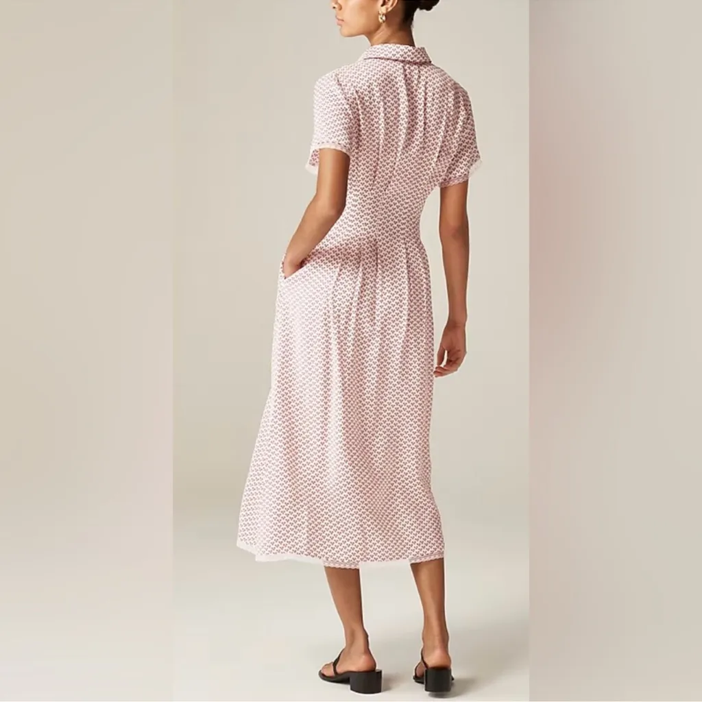 J.Crew Wren lace-trim shirtdress in glossy twill - Image 4