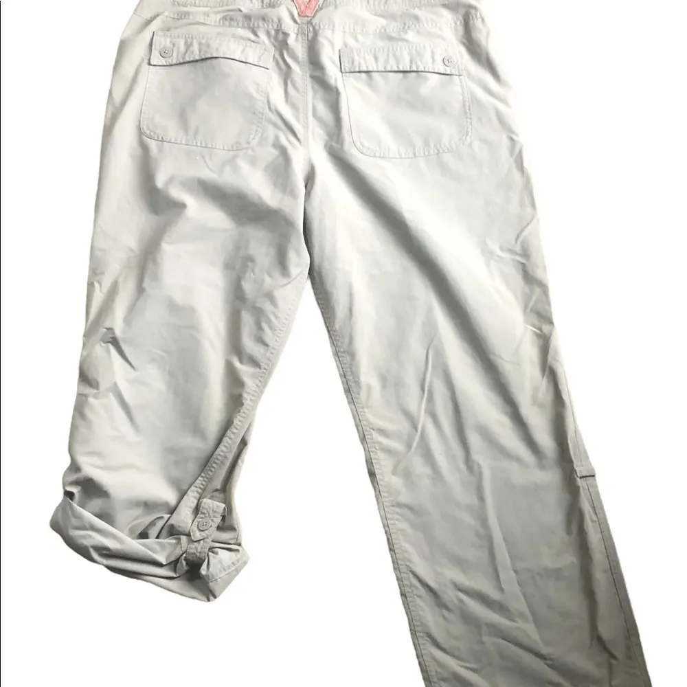 The North Face Horizon Pants Crop Khaki Roll Tab Hem Drawstring Waist 12X27” - Image 2