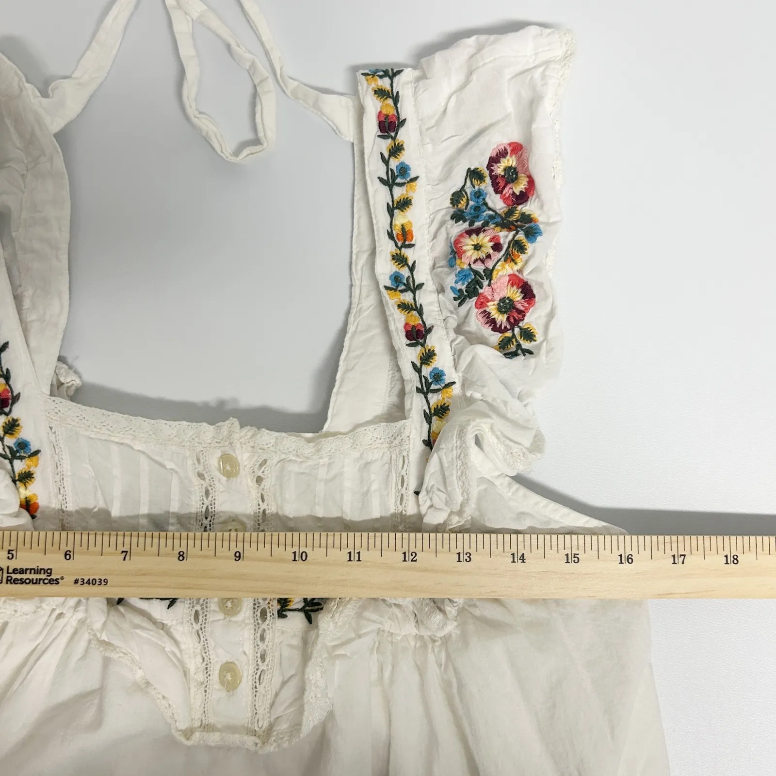 Urban Outfitters Womens Boho Festival Floral Embroidered‎ Ruffle Dress Size S - Image 13