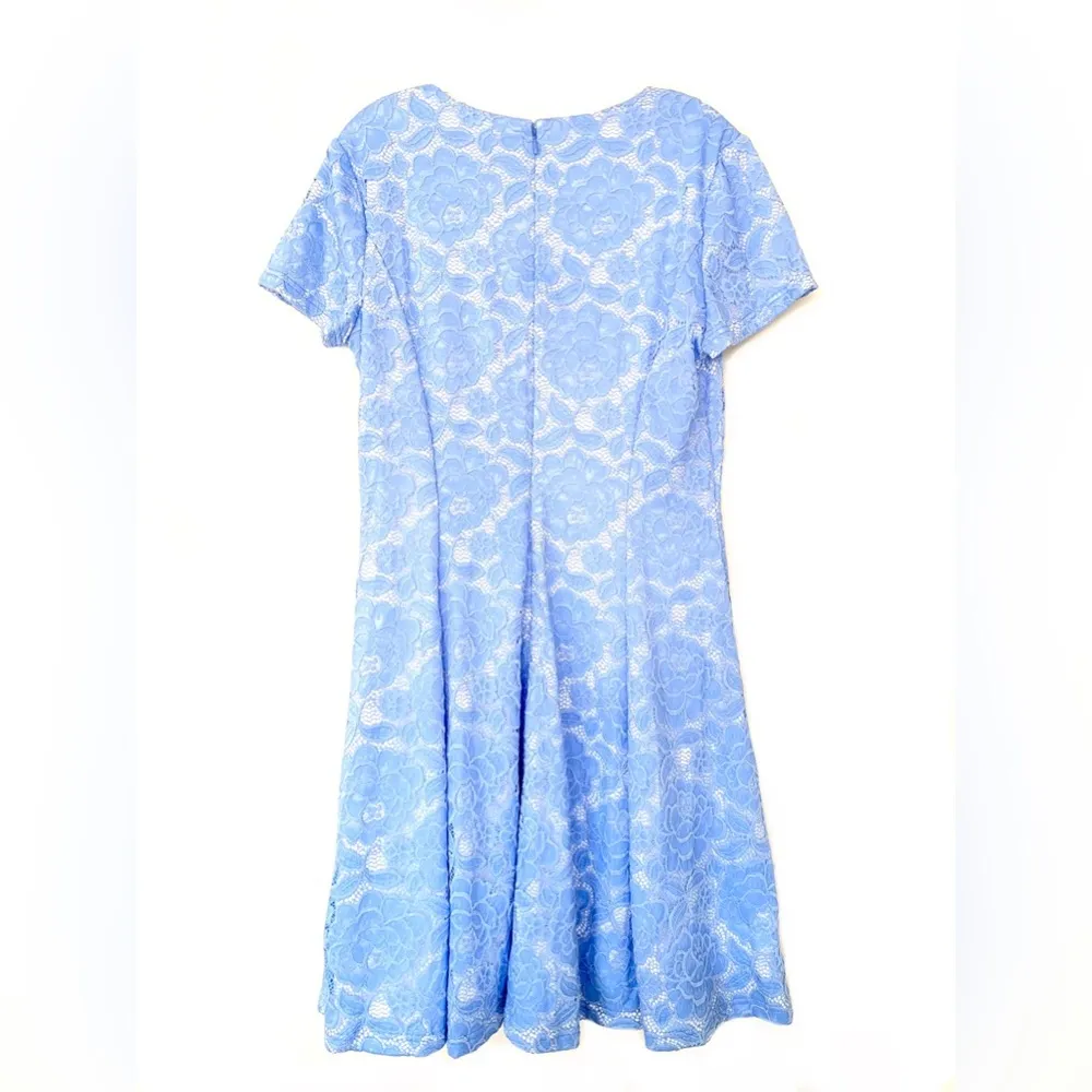 Anthropologie Hutch dress Short Sleeve Periwinkle Lace Fit and Flare Size L - Image 2