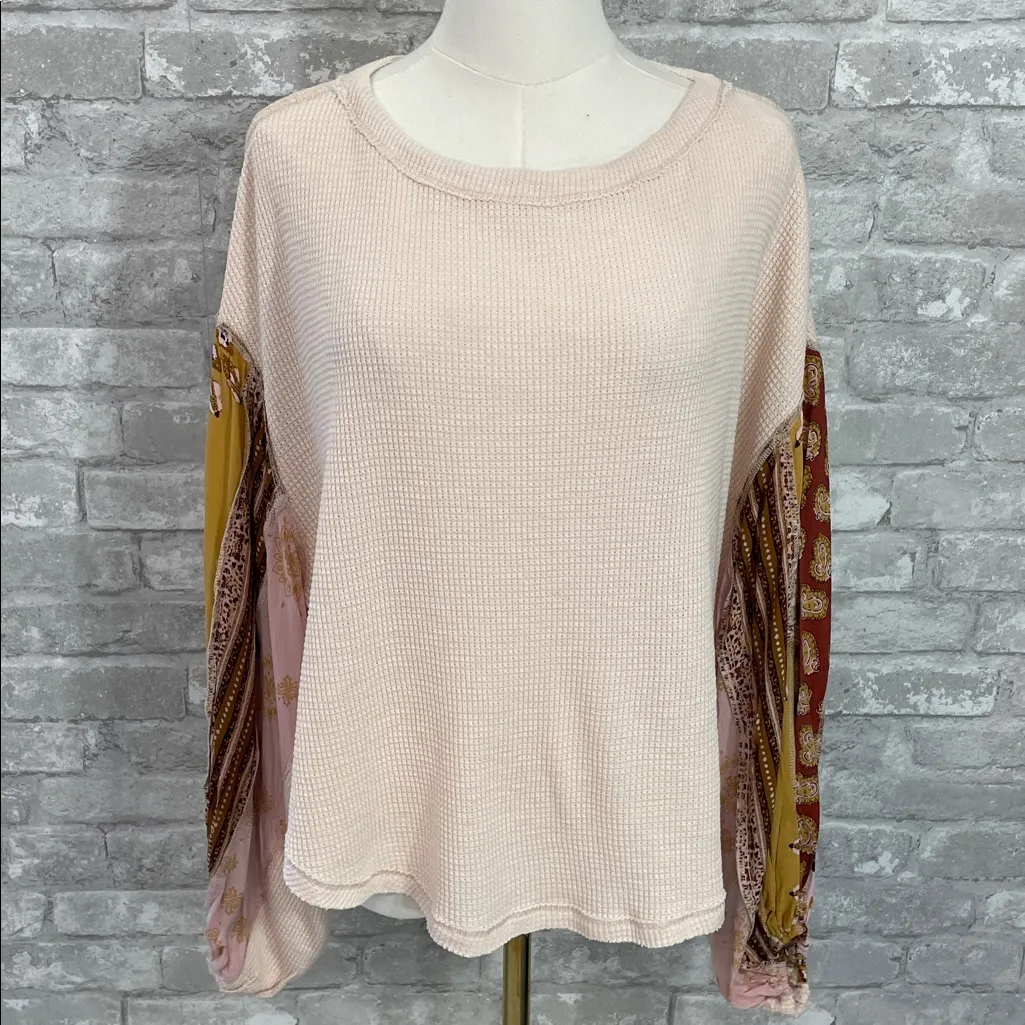 Free People We The Free Blossom Printed Balloon-Sleeve Thermal Sweater - Image 2