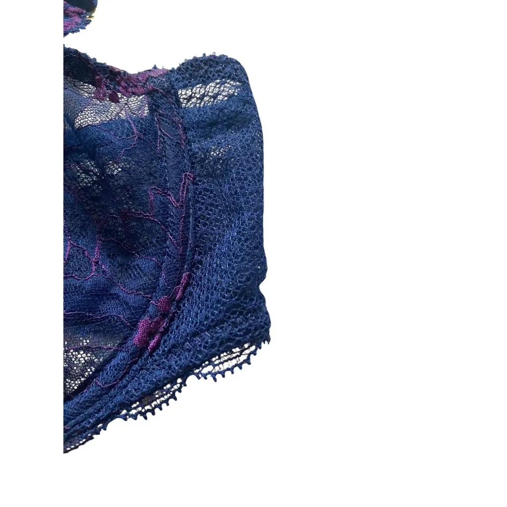 Chantelle Lace Demi Bra Navy/Purple Size 34D - Image 7
