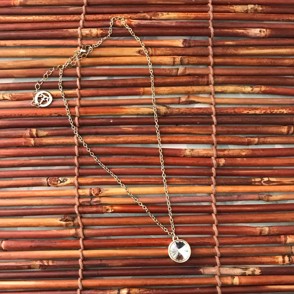 Trifari Vintage Crown  Single Crystal Necklace - Image 3