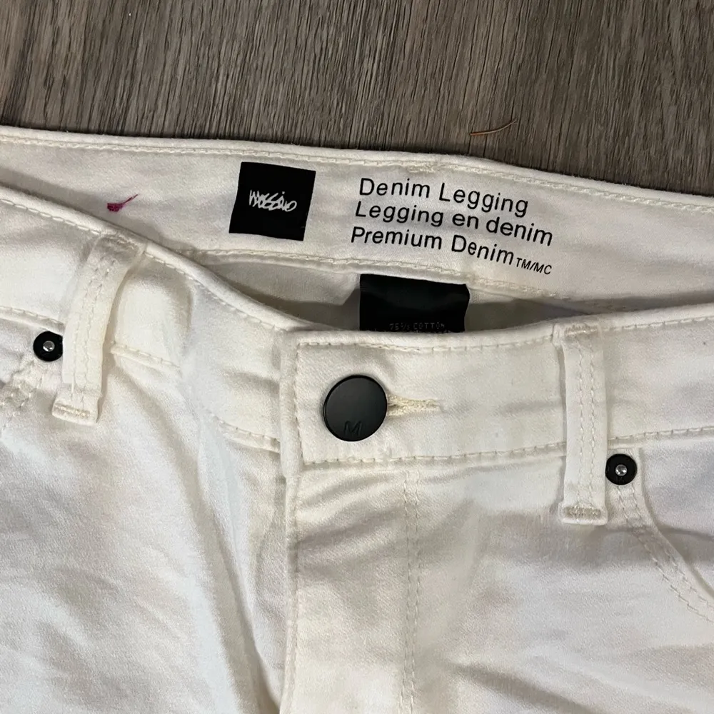 Mossimo Womens Skinny Jeans Size 8 White Denim Legging Crop Stretch W/ Stripe - Image 3