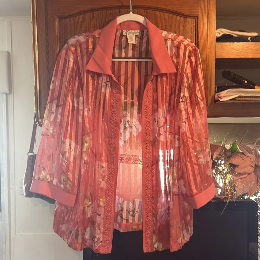 Dressbarn Floral Sheer Striped Blouse size 18W - Image 13