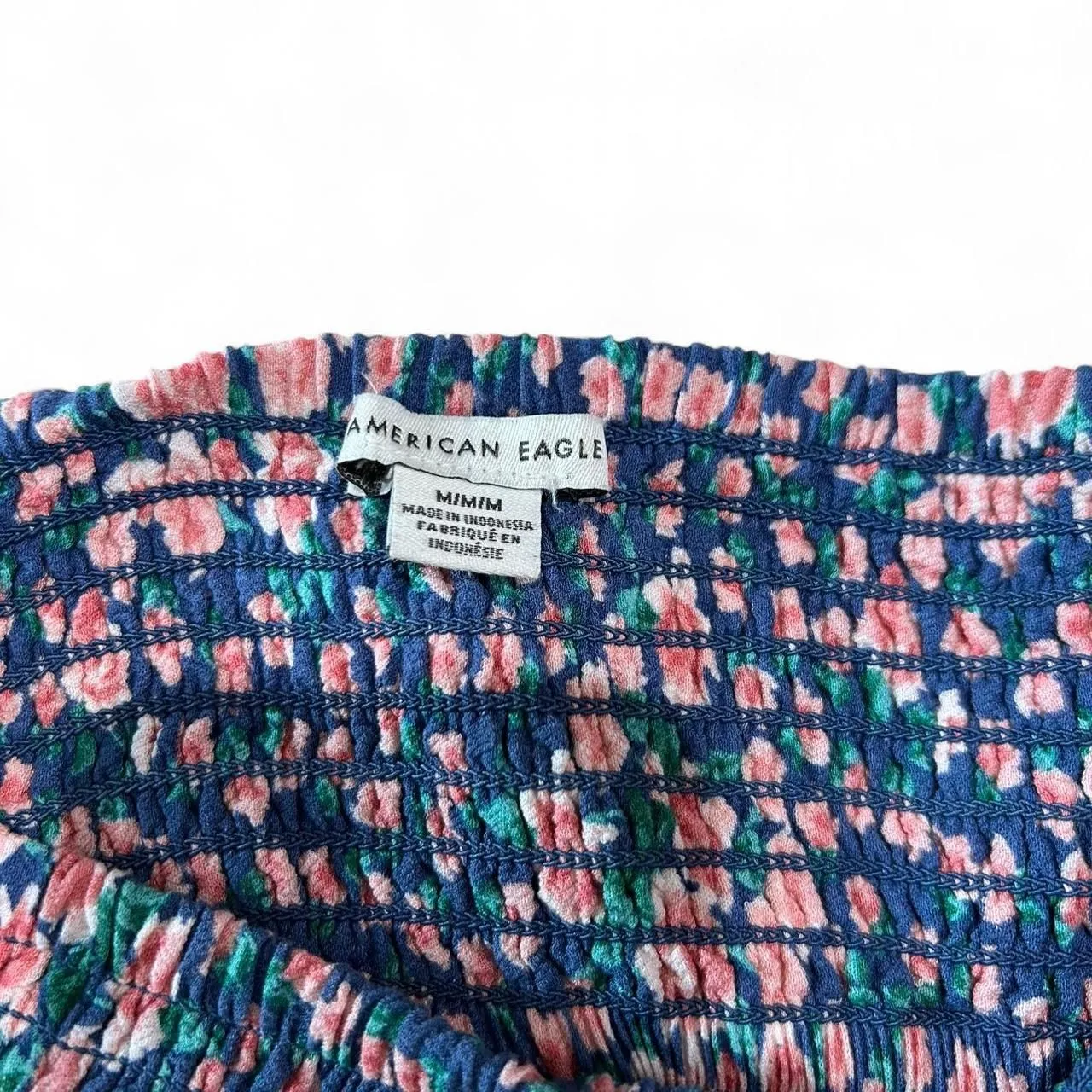 Cottagecore Floral Smocked Ruffle Mini Skirt Blue Size M - Image 4