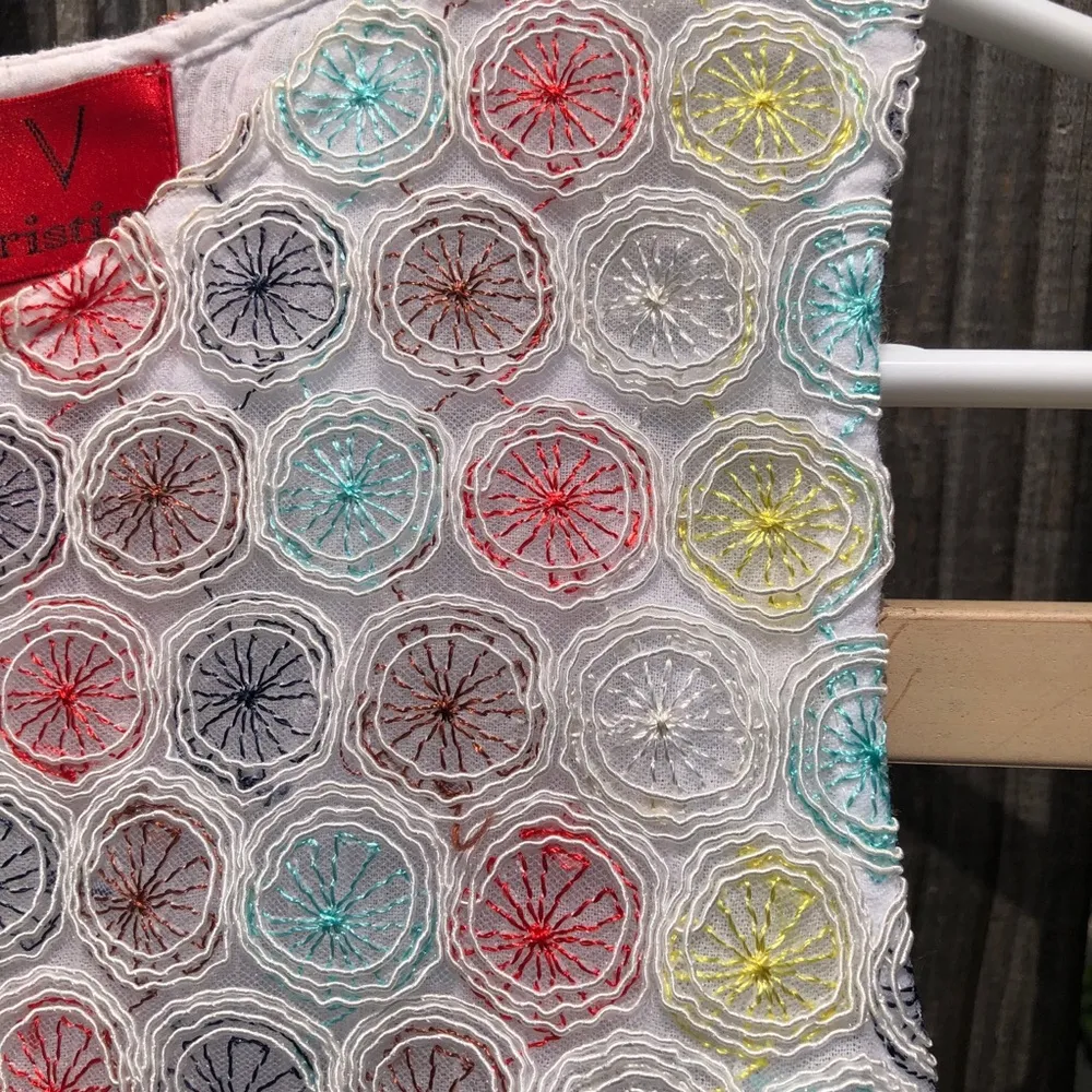 V CHRISTINA Lace Flora Sleeveless Blouse L White Size L - Image 3