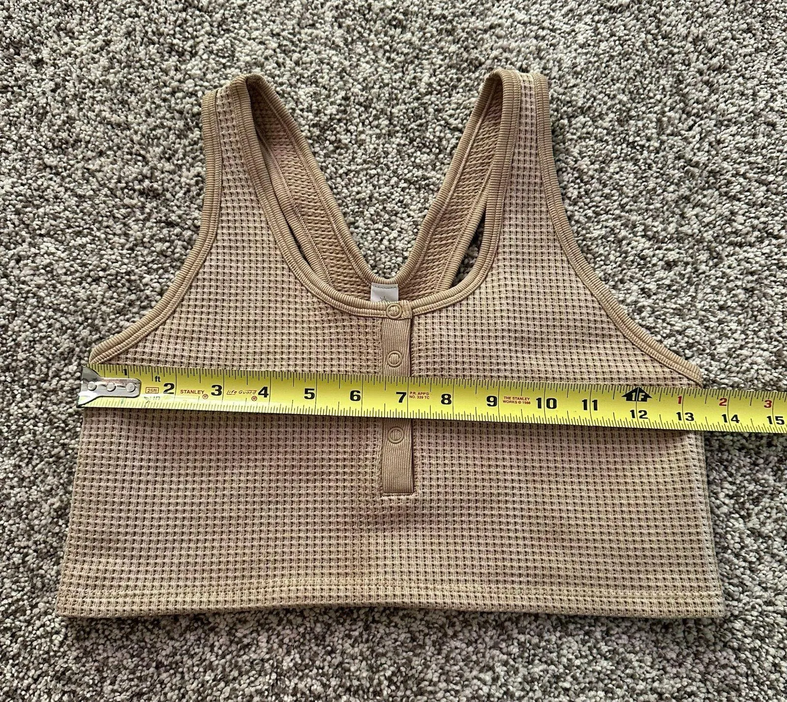 Aerie Offline Recharge tan waffle knit racerback bralette size M - Image 7