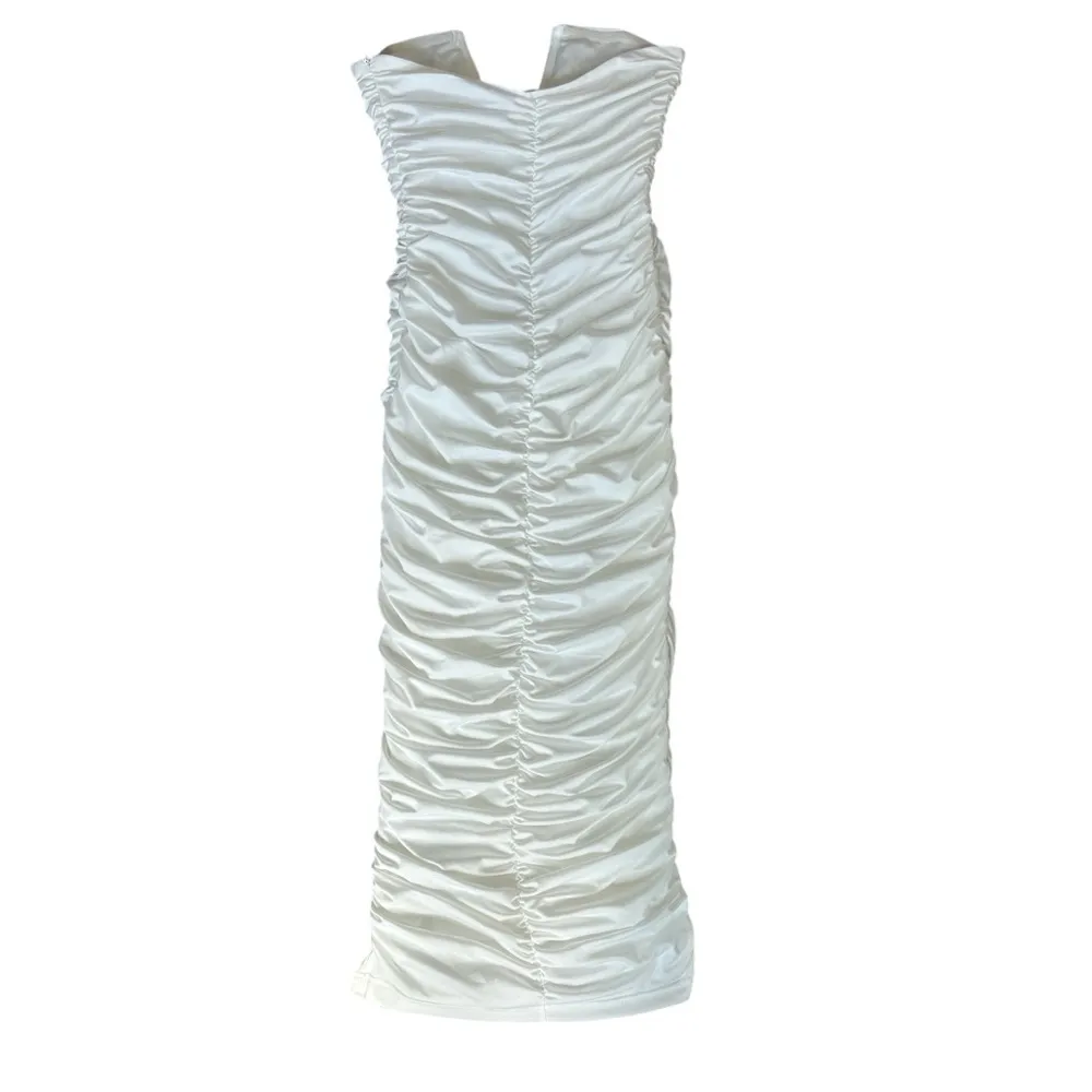 NEW Revolve x Superdown Lined Ruched Strapless Midi Dress Size Small White - Image 4