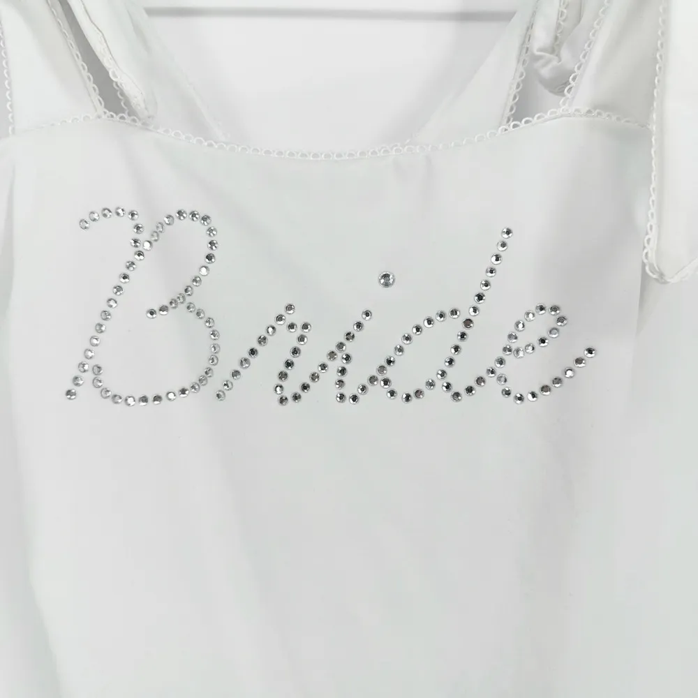 Beach Riot Sydney Rhinestone Bride One Piece Swimsuit Tie Strap White Women's XS - Image 5