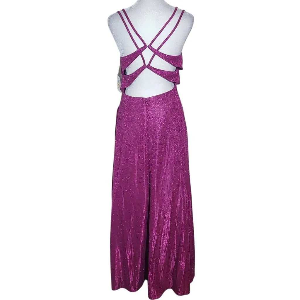 Morgan & Company Fuchsia Prom Dress with Strappy Back NWT Size 3 Magenta Prom Pink - Image 3