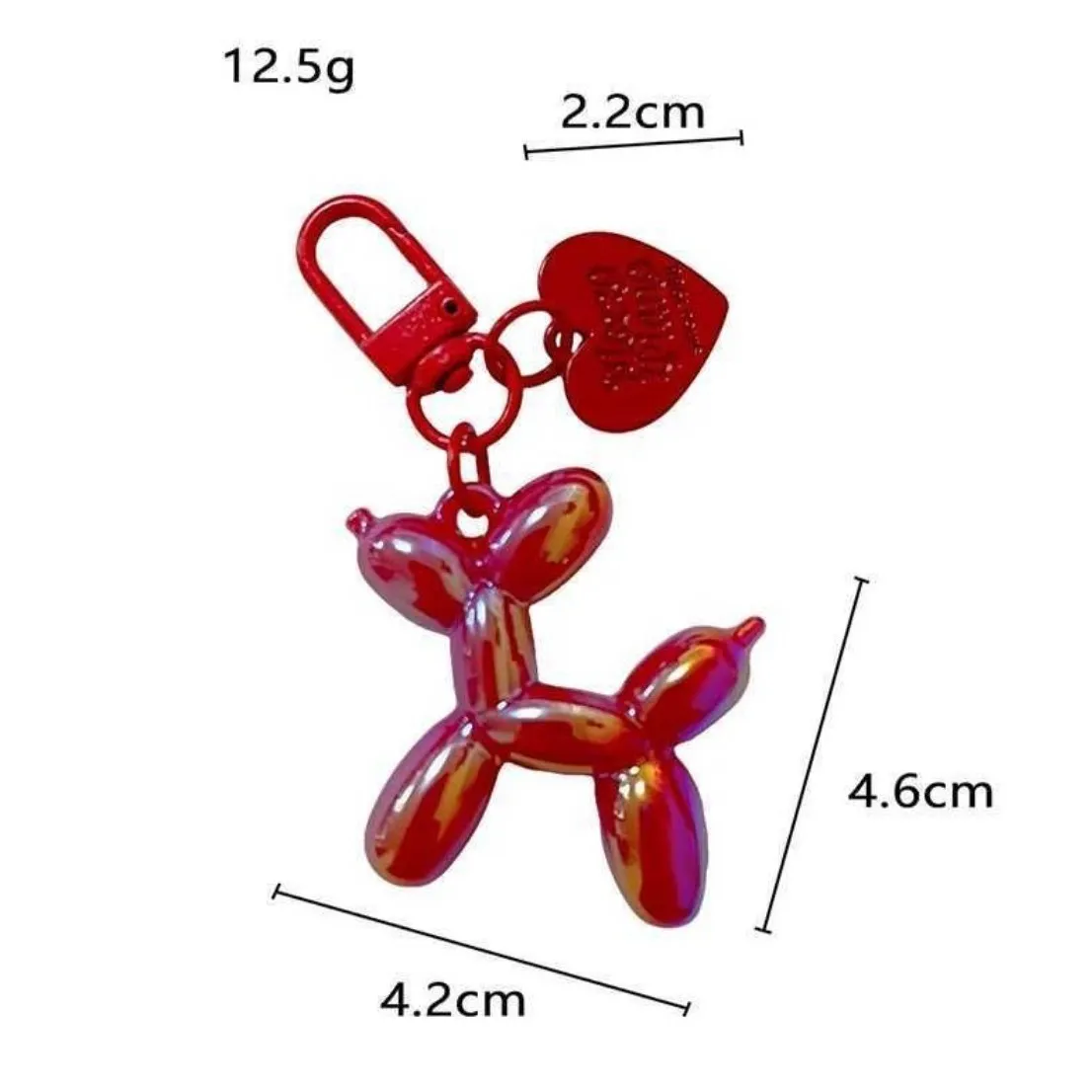 NEW Pink Balloon Dog Keychain Heart Charm Keyring‎ Cute Y2K - Image 9