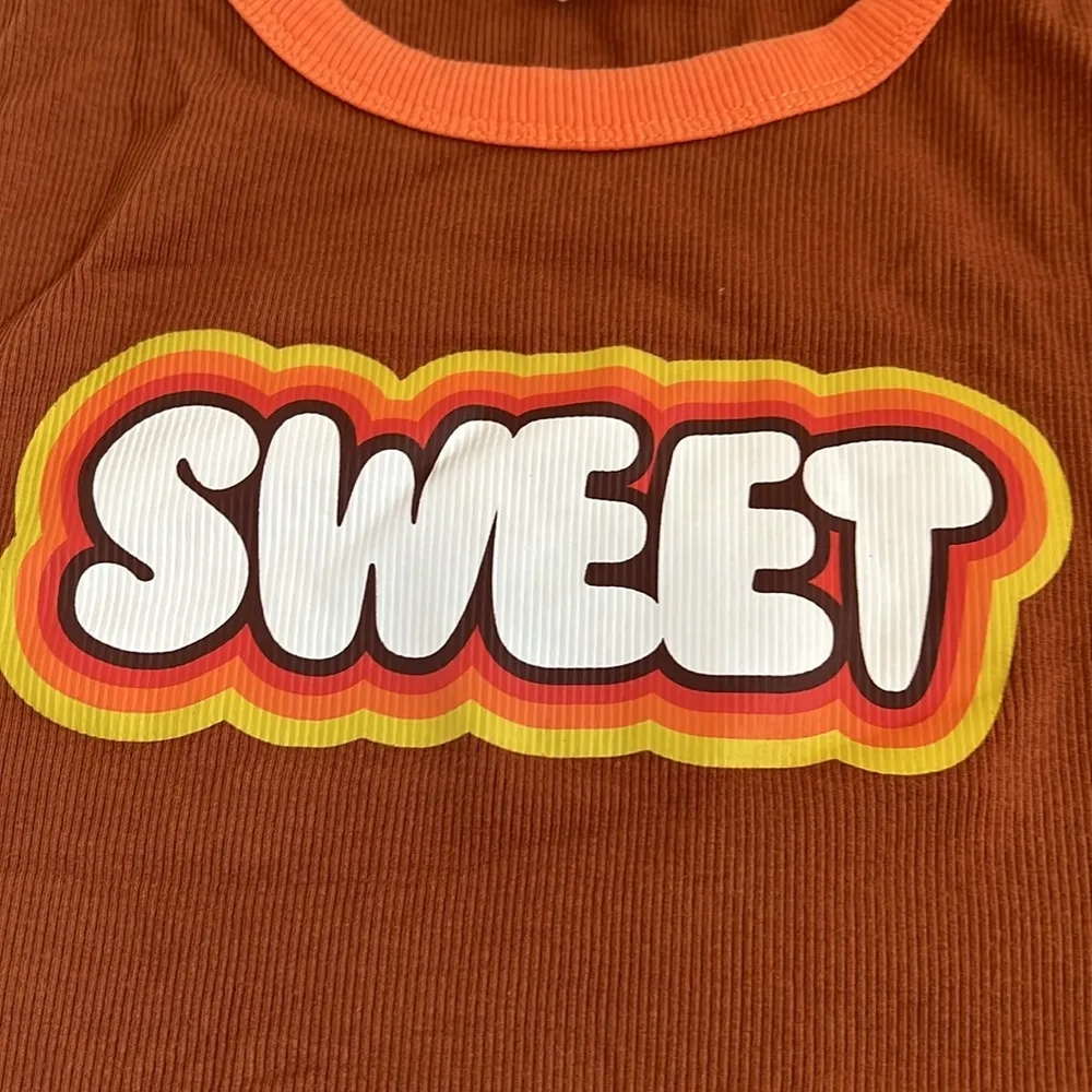 Stitch & Pine Sweet Ribbed Crop Top Orange Size XL - Image 2