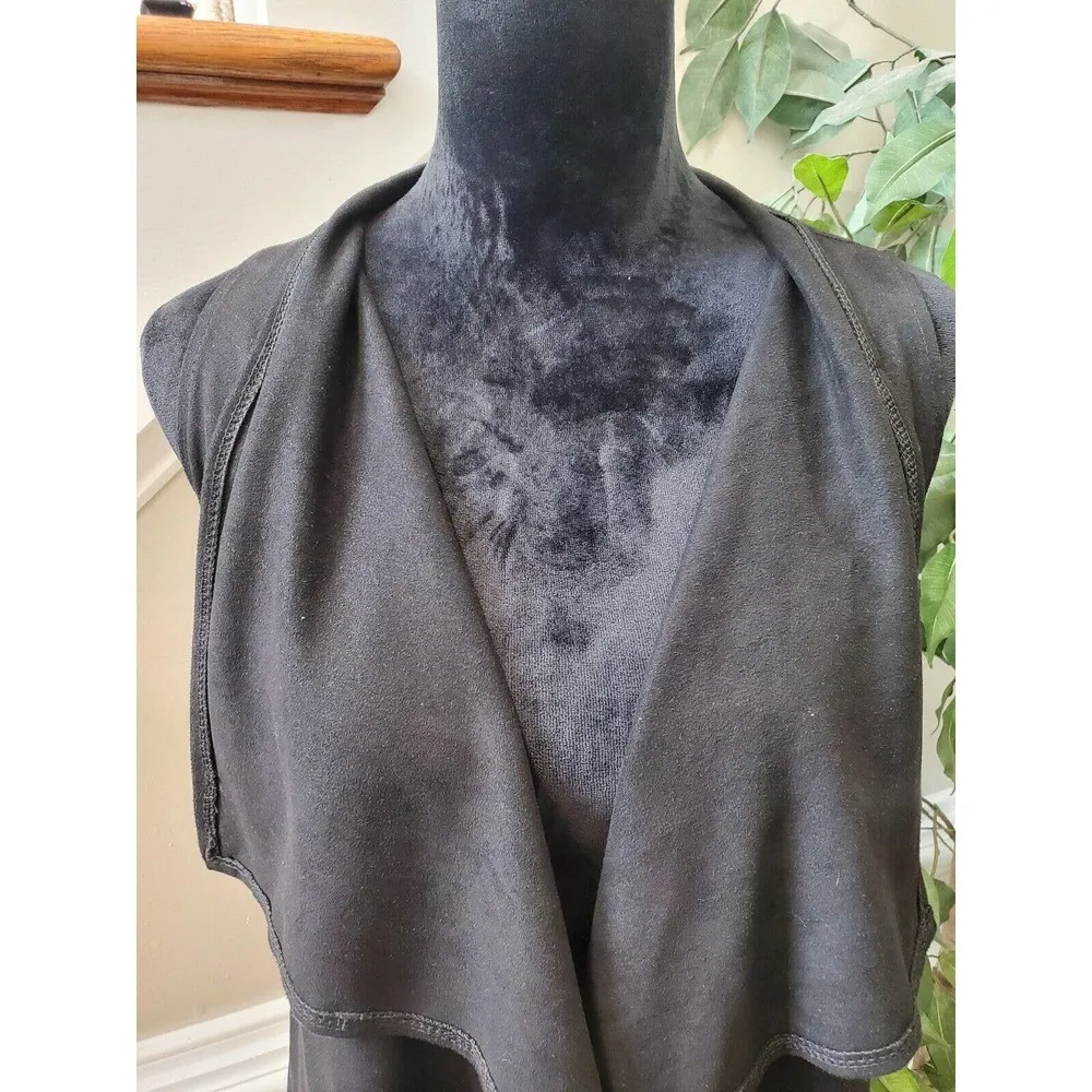 Black Womens Fringe Waistcoat Boho Bohemian Sleeveless Hippi Festival Vest Small - Image 2