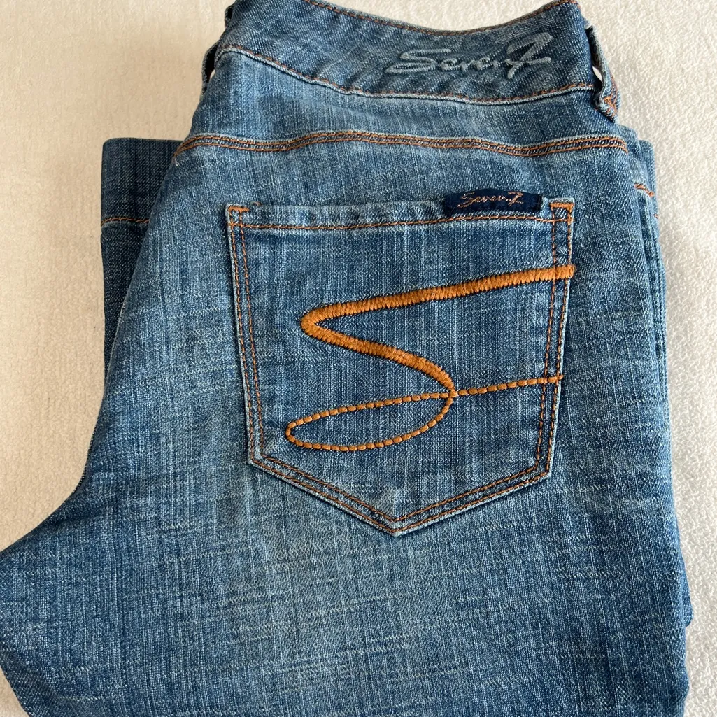 7 For All Mankind Blue Flare Jeans - Image 2