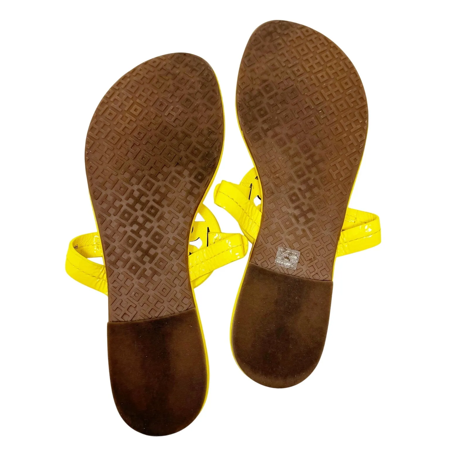 TORY BURCH Yellow Patent Leather Naplak Miller Logo Sandals Slides Flip Flops 7 - Image 6