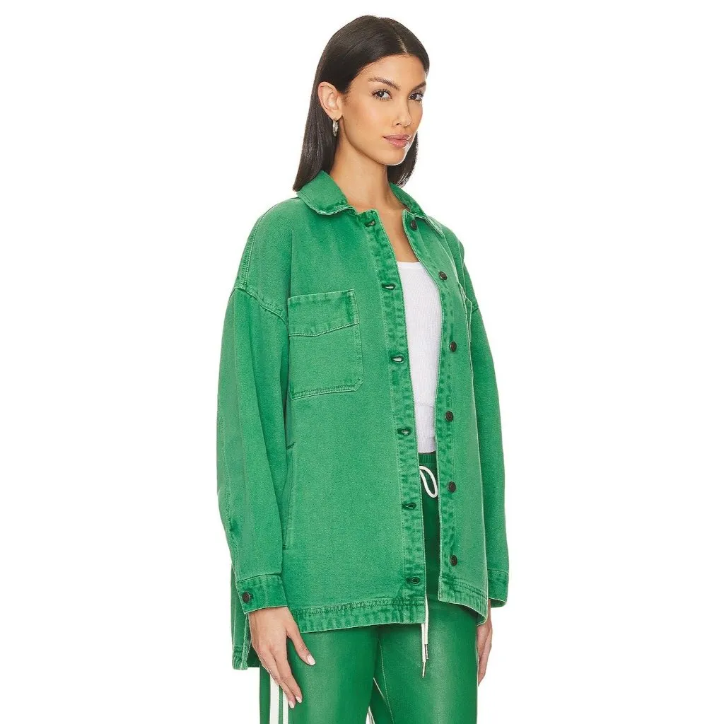 Free People x We The Free Madison City Twill Jacket Kelly Green Womens Size XS - Image 3