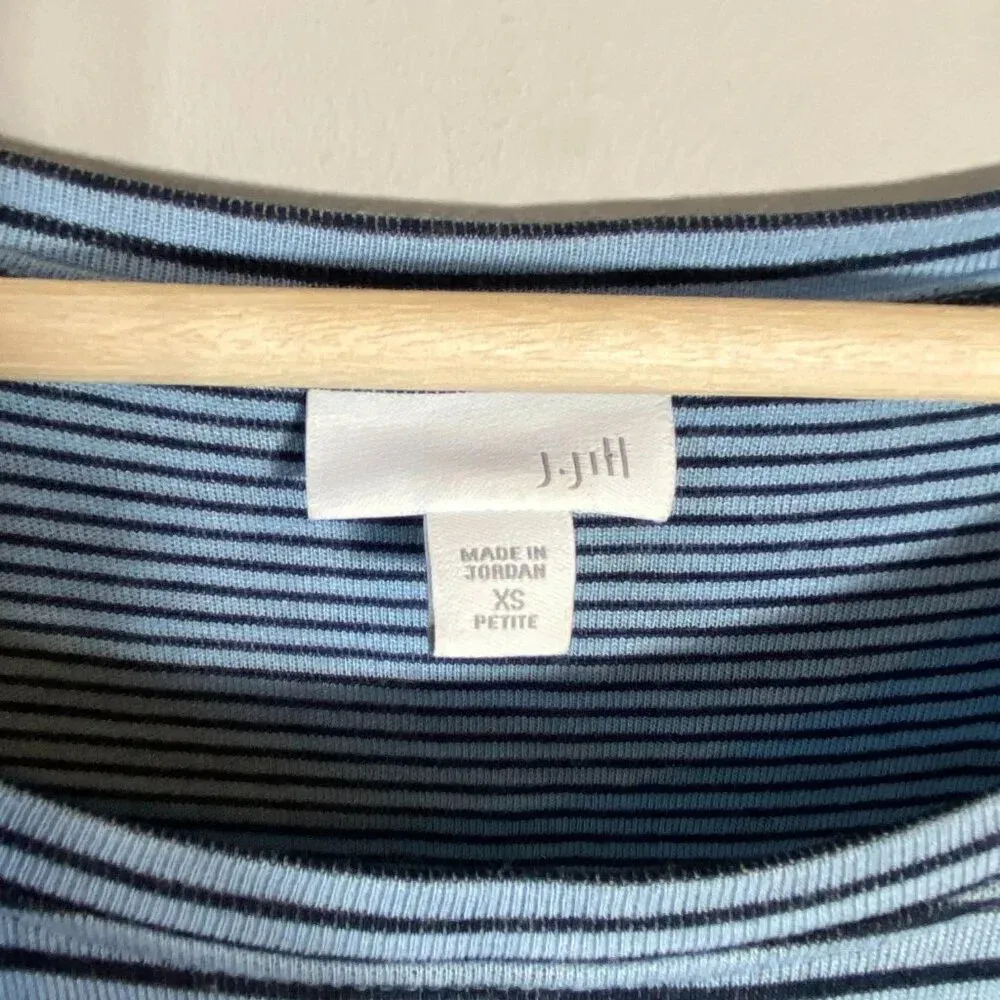 J. Jill 3/4 Sleeve Striped Lightweight Shirt Dress Women's XS Petite Blue Black - Image 6