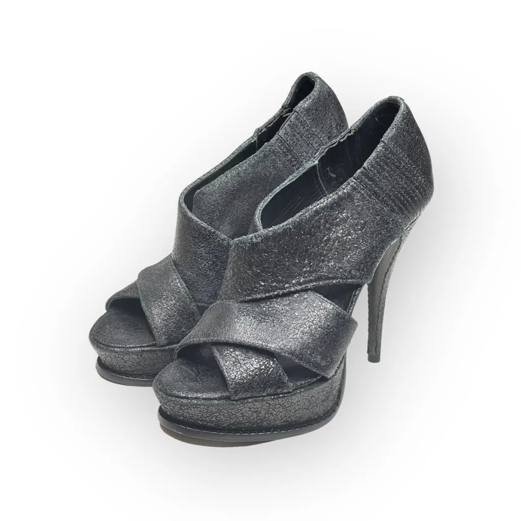 Elizabeth and James 𒀭 Milla Platform Stiletto Heel Sandal 𒀭 Black Sheen 𒀭7.5M - Image 7