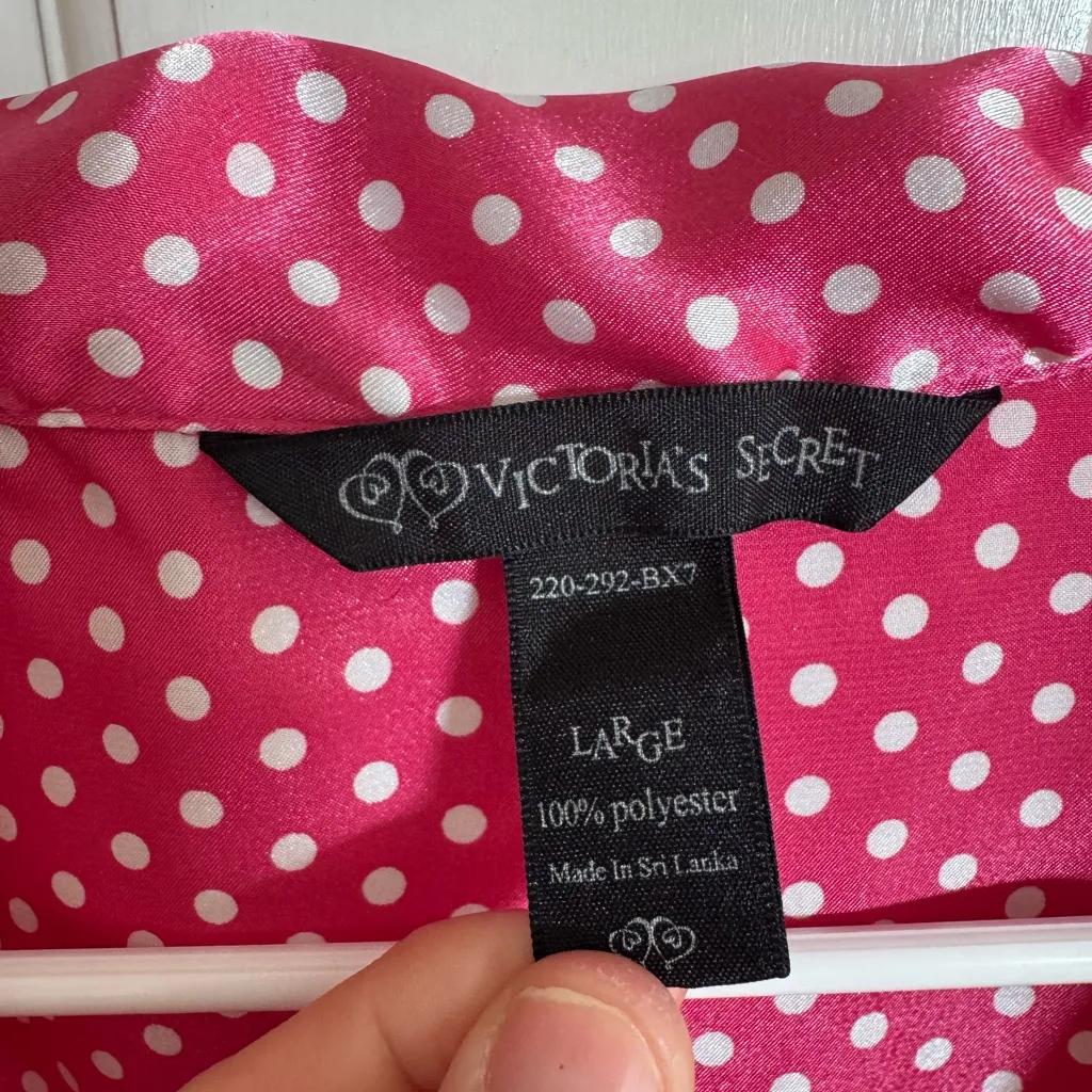 Victoria’s Secret pink satin polka dot pajama set size large - Image 5
