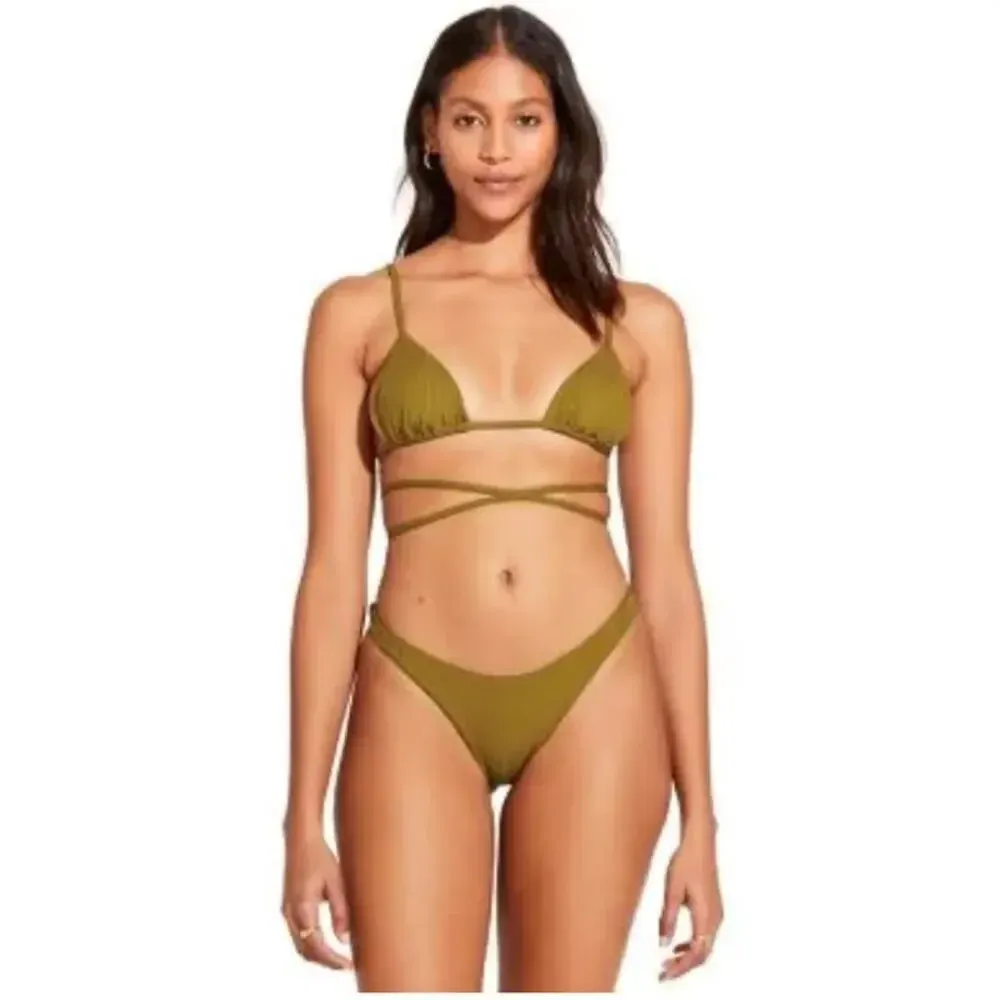 Vitamin A Sol Bikini Top Matcha Variegated EcoRib Size 8‎ / Medium - Image 3