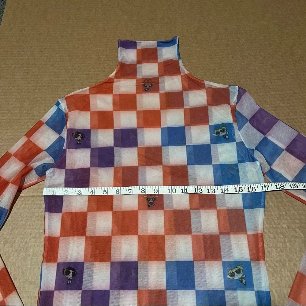 Cartoon Network Powerpuff Girls checkered mesh turtleneck, long sleeve, stretchy Purple Size undefined - Image 7