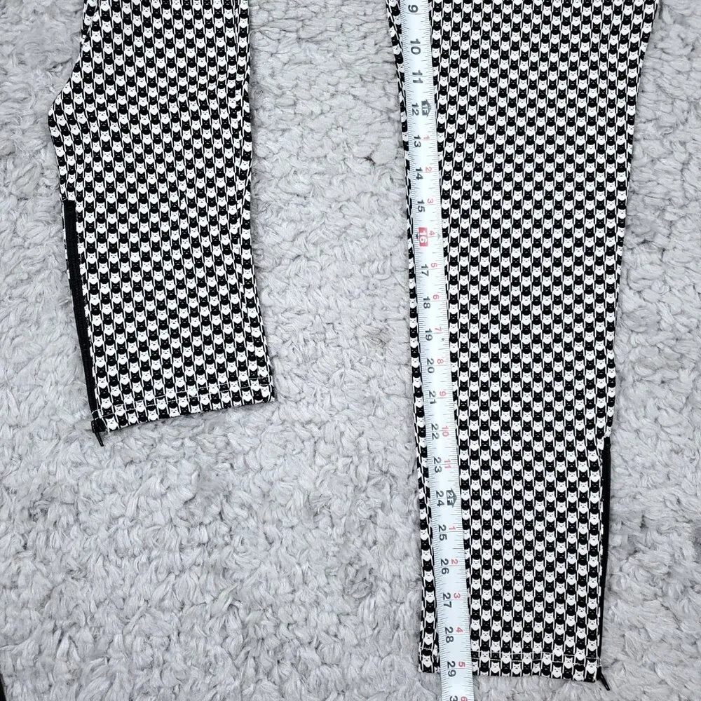 Betabrand Medium Long Skinny Leg Pencil Dress Pants Yoga Catstooth Black White - Image 10