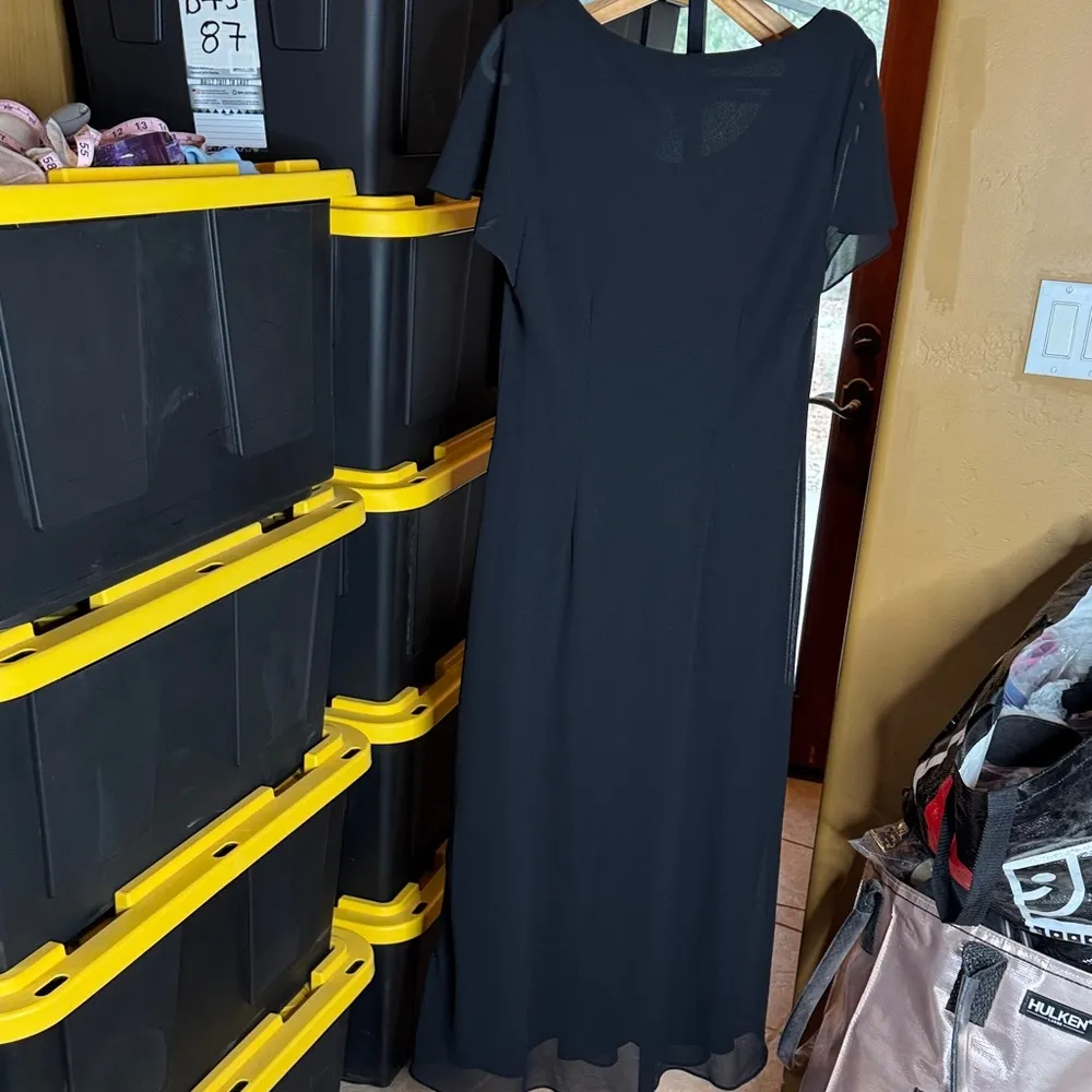 Vintage Virgo Black Lined Maxi Dress Size 14 - Image 11