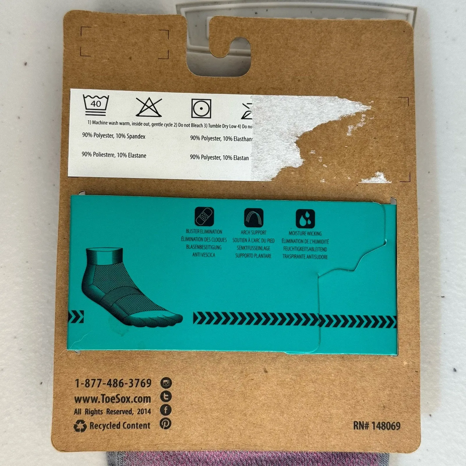 TOESOX Minnie Sport Toe Socks Gray & Pink Size Large 11 - Image 4