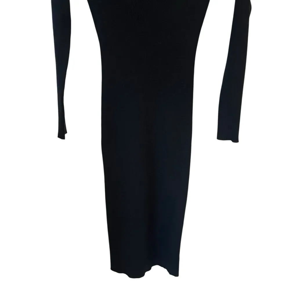 Intempo Sweater Dress Womens Size XS Black Ribbed Turtle Neck Long Sleeve Midi - Image 4