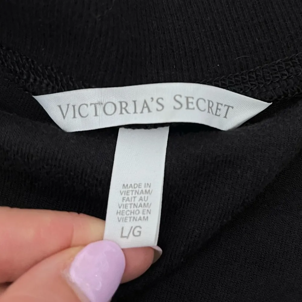 VICTORIA'S SECRET Black Crop Velour Tracksuit Jacket Size Large - Image 7