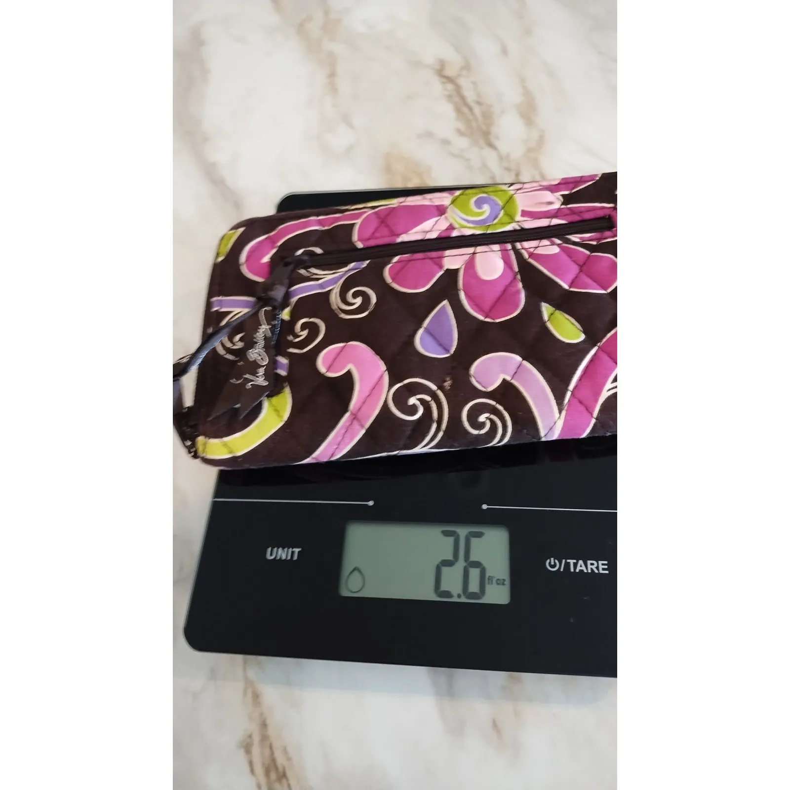 Vera Bradley Wallet Quilted Foral Pink Brown Zip Around Billfold - Image 9