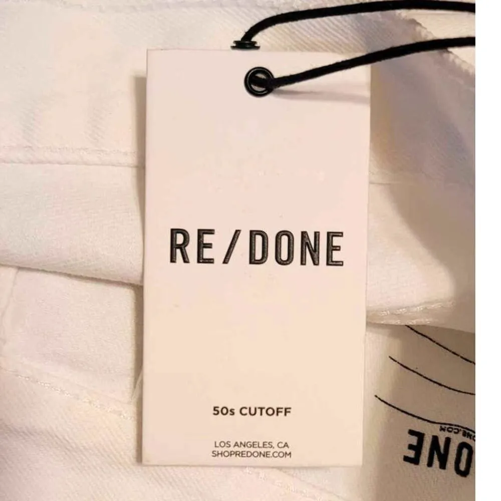 RE/DONE Originals 50s Cutoffs Button Fly Shorts White Plus 32 NEW - Image 4