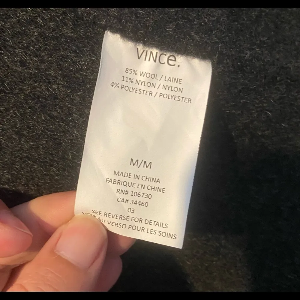 Vince Size Medium Charcoal Grey Wool Blend Double Breasted Size Medium Top Coat. - Image 5