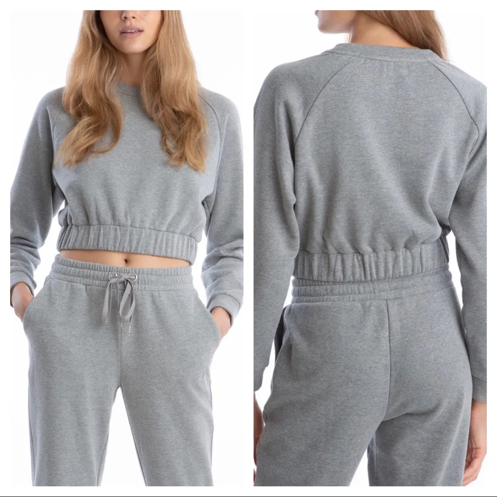 Juicy Couture Cropped Crewneck Sweatshirt Large Grey Powder Heather NWT - Image 5