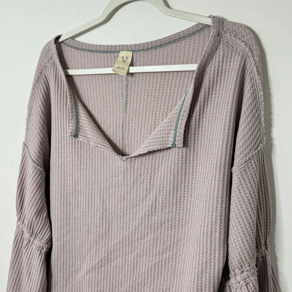 Free People We The Free Thermal Waffle Knit Dahlia Top Size Small Sweater - Image 5