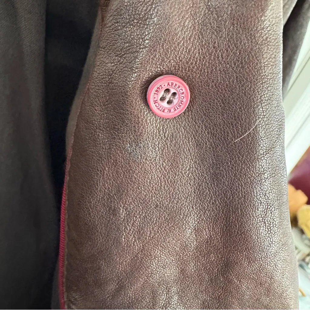 BNWT Y2K Abercrombie & Fitch Mia Leather Jacket Brown Genuine Leather Sz L - Image 15