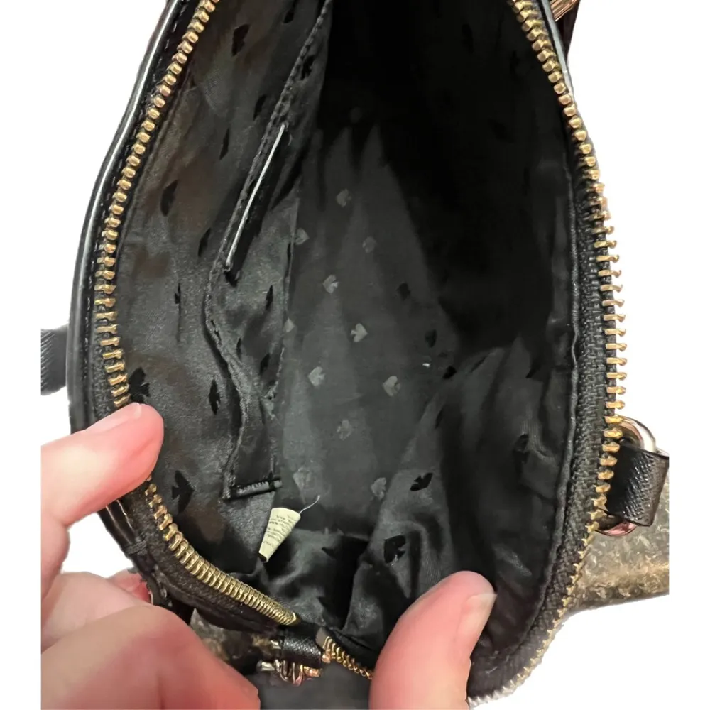 Kate Spade Laurel Way Reiley Gardenia Dome Satchel Bag Crossbody Bag pink black - Image 5