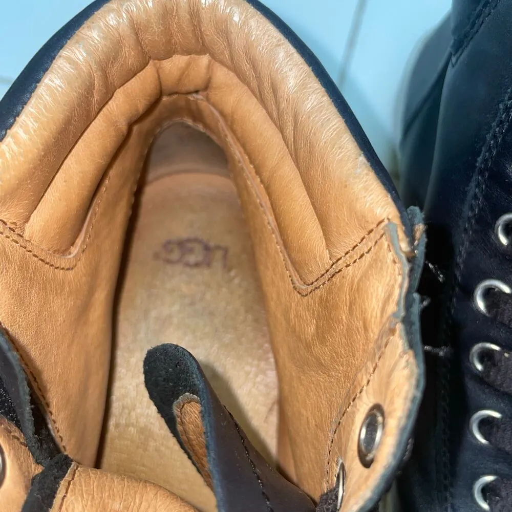 UGG  Olive Lace Up Leather Hi Top Sneaker Size 9 - Image 5